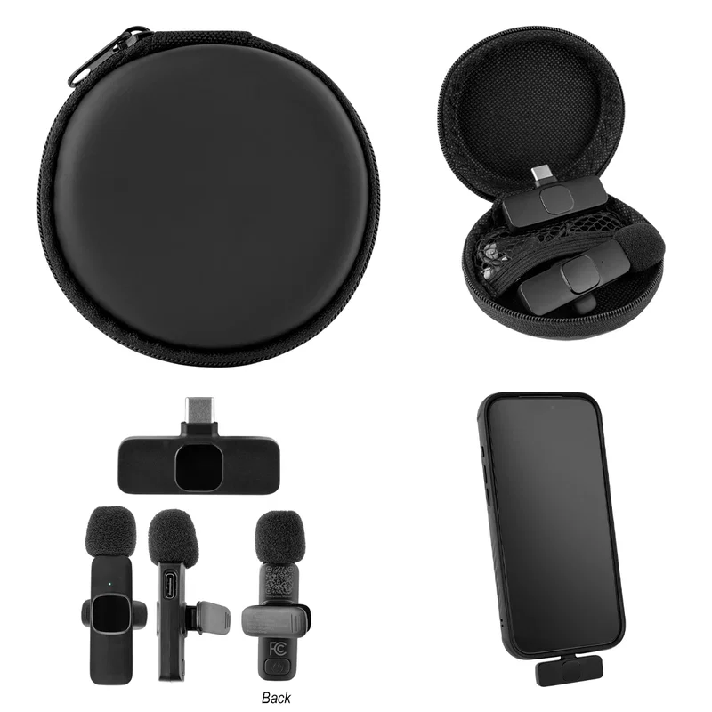 Case opened to show the microphone stored inside