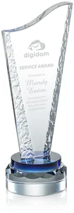 Waved-Top Crystal Award with Tapered Filigree Sides
