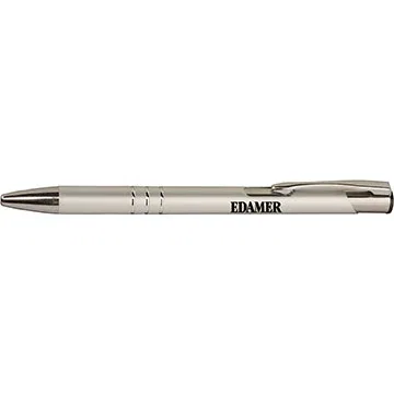 Wolverine engraved metal pen in silver with black ink and medium point