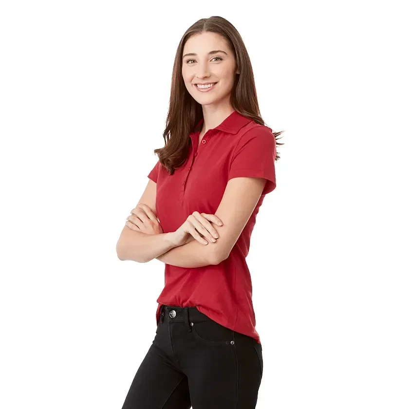 Acadia Short Sleeve Polo for Women being worn