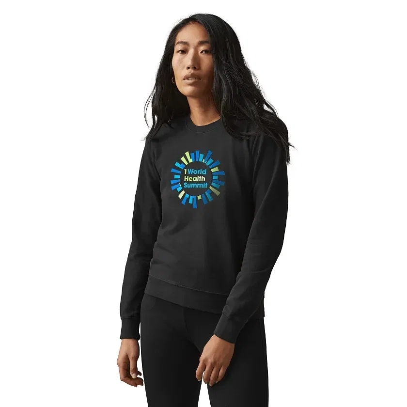 American Giant Women's French Terry Crew Sweatshirt being worn