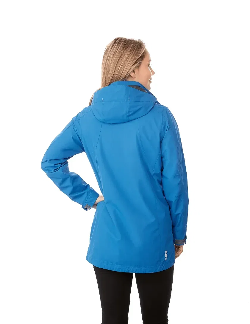 Custom Branded Women's Ansel Waterproof Jacket being worn