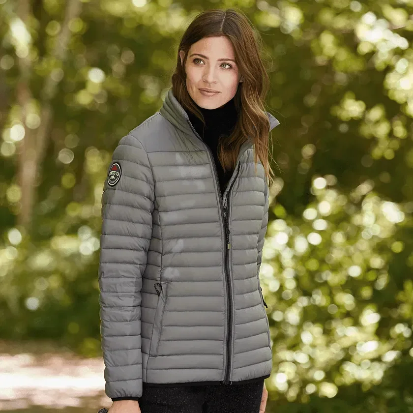 Custom Branded Women's BEECHRIVER Roots73 Down Puffer Jacket being worn