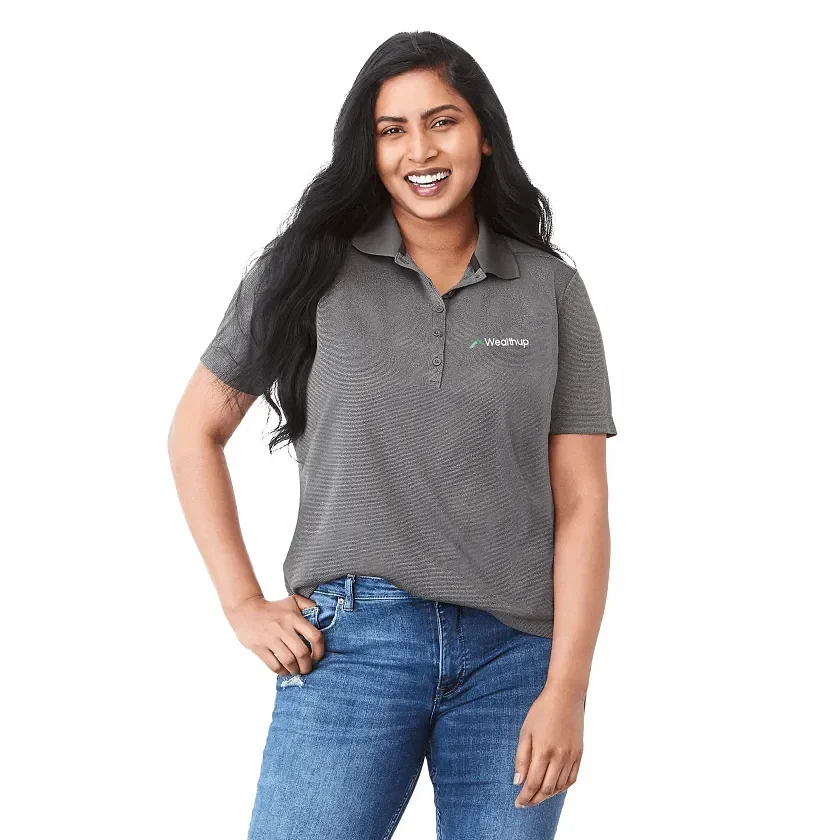 Custom Branded Women's Dade Performance Polo Shirt being worn