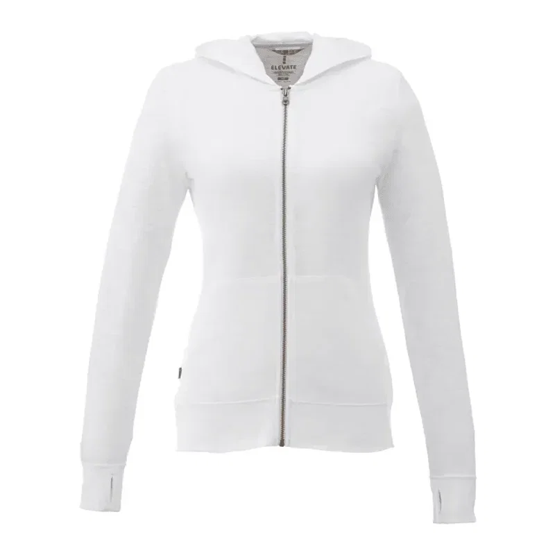 Custom Women's Lightweight Knit Full Zip Garner Hoodie with Thumb Holes — view 11