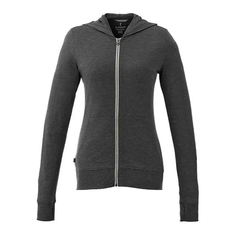 Custom Women's Lightweight Knit Full Zip Garner Hoodie with Thumb Holes — view 18