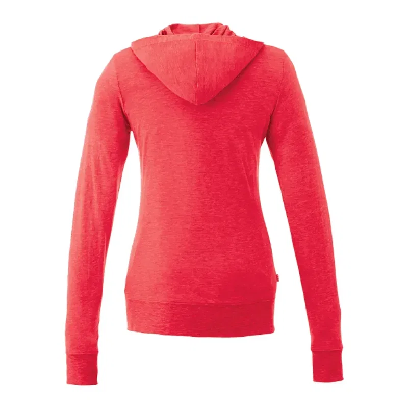 Custom Women's Lightweight Knit Full Zip Garner Hoodie with Thumb Holes — view 2