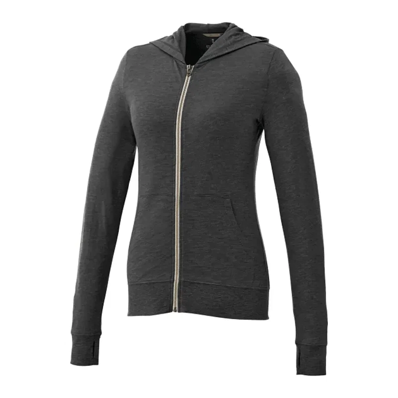 Custom Women's Lightweight Knit Full Zip Garner Hoodie with Thumb Holes — view 20