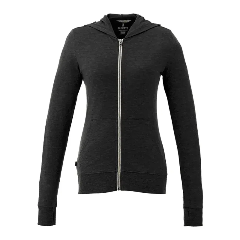 Custom Women's Lightweight Knit Full Zip Garner Hoodie with Thumb Holes — view 21