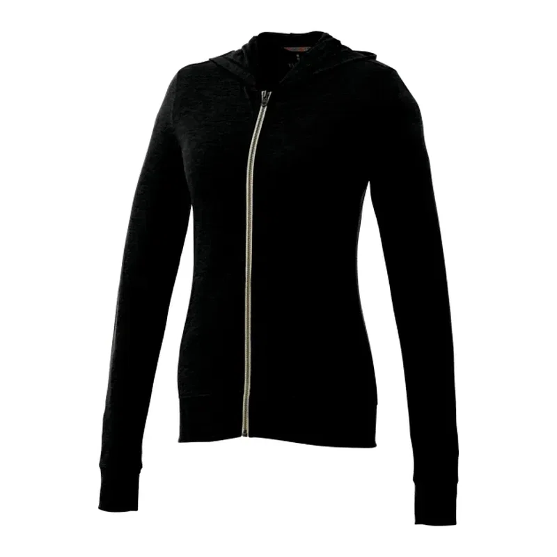 Custom Women's Lightweight Knit Full Zip Garner Hoodie with Thumb Holes — view 23