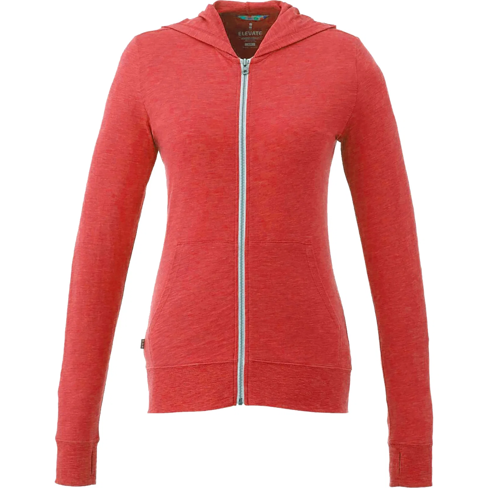 Custom Women's Lightweight Knit Full Zip Garner Hoodie with Thumb Holes — view 30