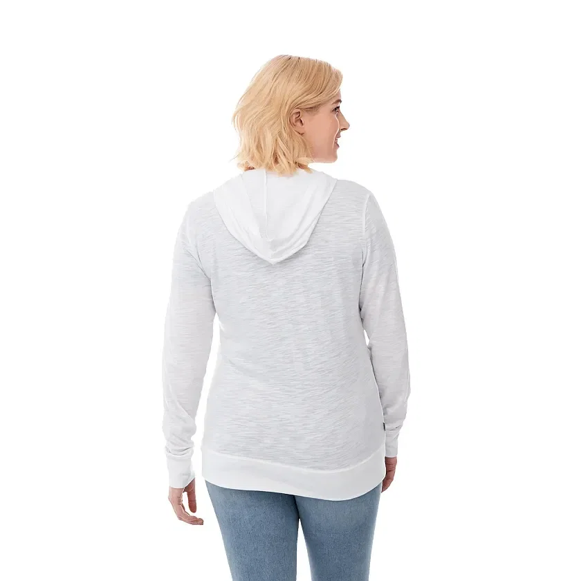 Custom Women's Lightweight Knit Full Zip Garner Hoodie with Thumb Holes — view 6