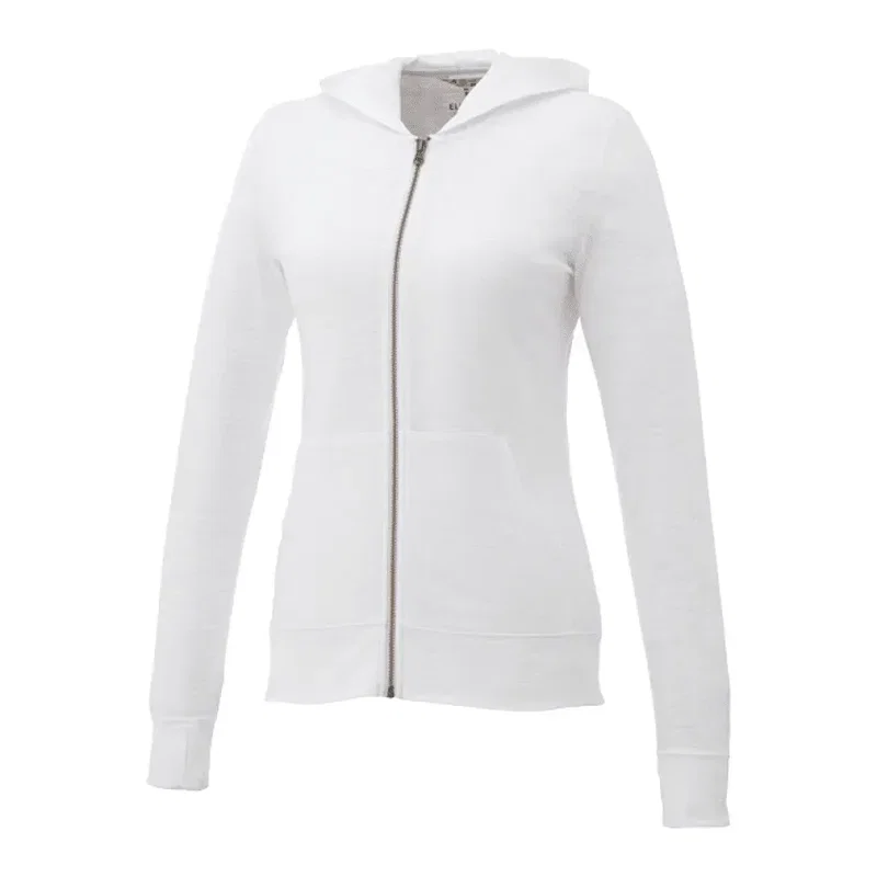 Custom Women's Lightweight Knit Full Zip Garner Hoodie with Thumb Holes — view 7