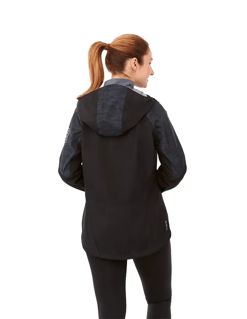 Waterproof Softshell Rain Jacket with Hood for Women being worn