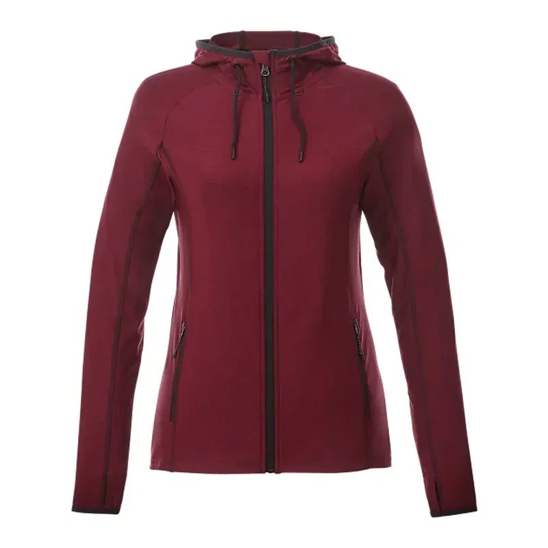 Custom Branded Women's Full Zip Lightweight Stretch Knit Jacket Hoodie - Kaiser Style — view 3