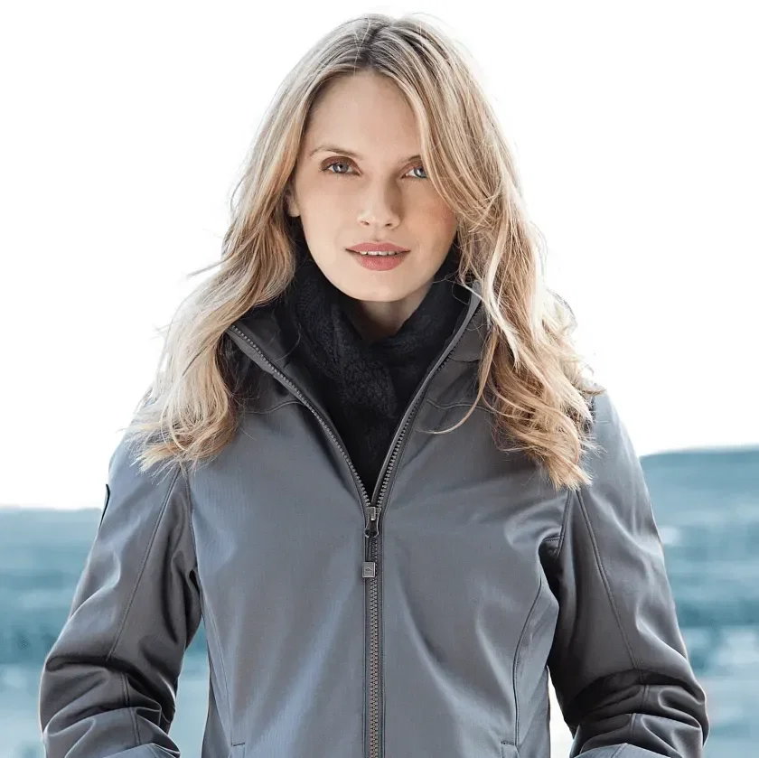 Custom Northlake Roots73 Insulated Women's Jacket with Detachable Hood being worn