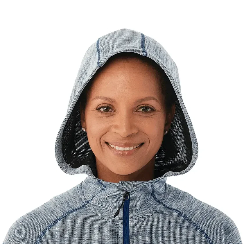 Odell Women's Full Zip Performance Knit Hoodie Tunic being worn