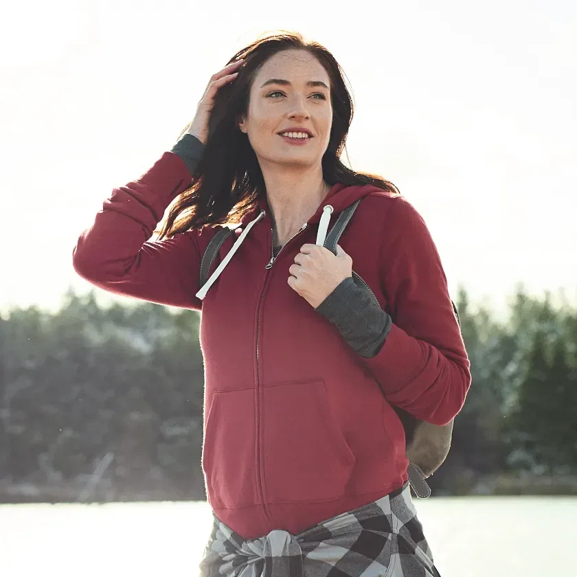 Women's Paddlecreek Full Zip Hoodie with Hidden Pocket being worn