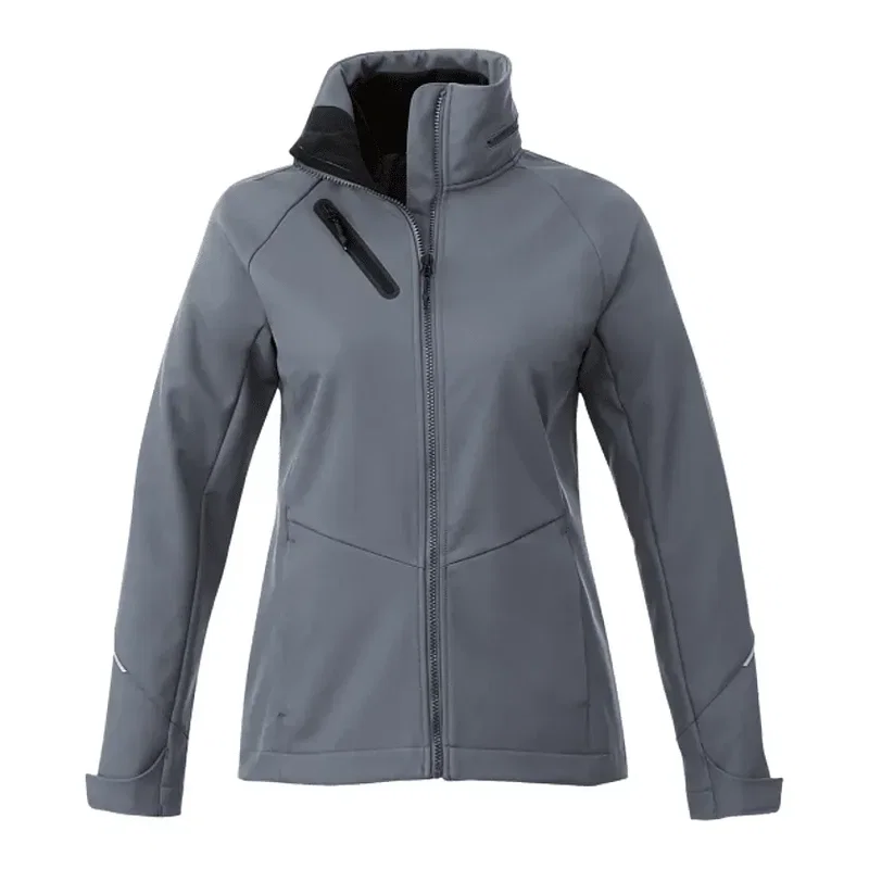 Custom Women's Waterproof Softshell Jacket with Roll-Away Hood - Peyto — view 13