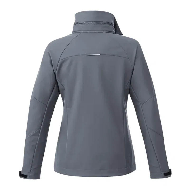 Custom Women's Waterproof Softshell Jacket with Roll-Away Hood - Peyto — view 14