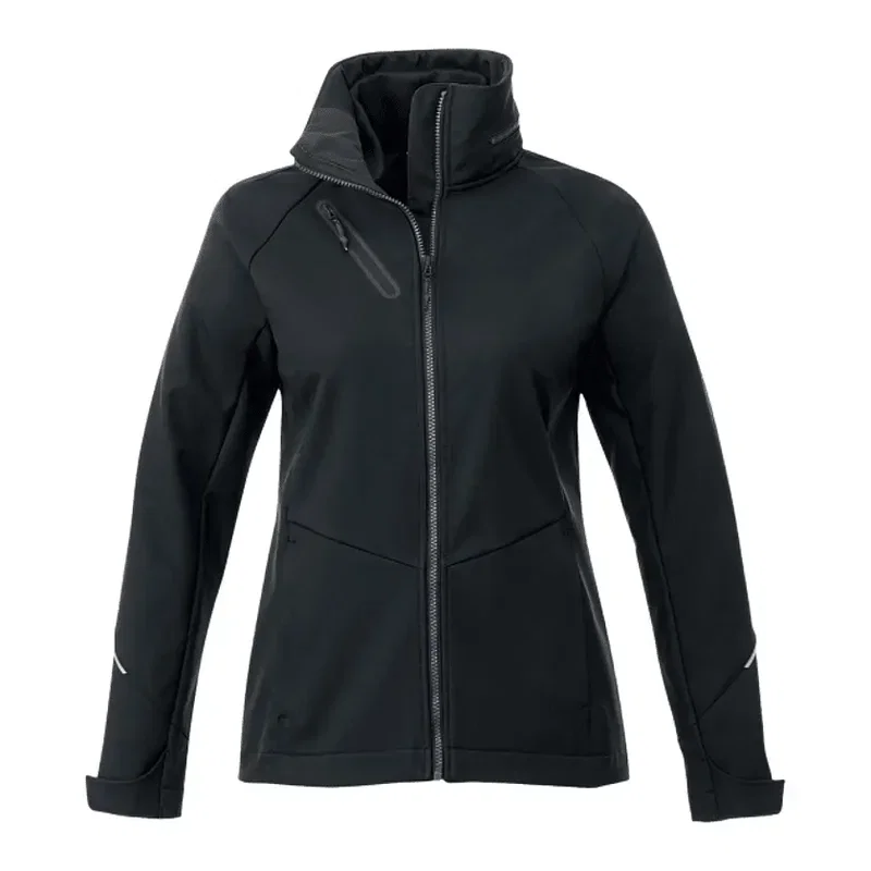 Custom Women's Waterproof Softshell Jacket with Roll-Away Hood - Peyto — view 17