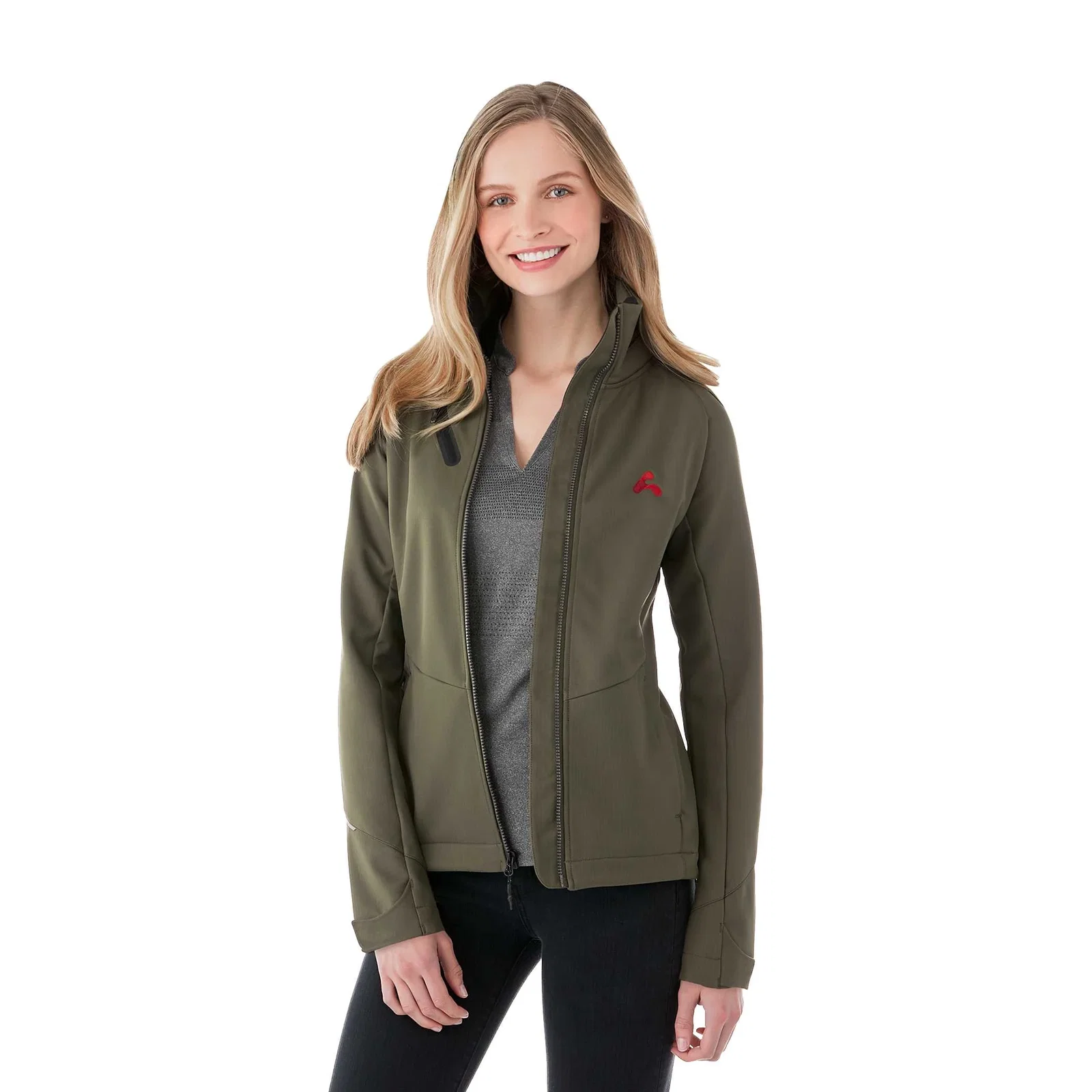 Custom Women's Waterproof Softshell Jacket with Roll-Away Hood - Peyto — view 21