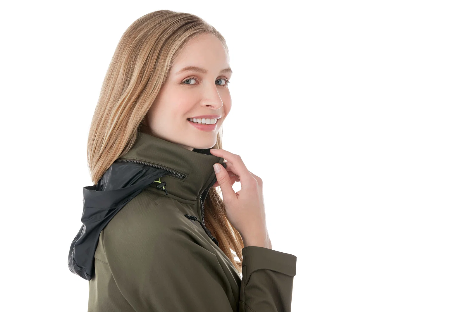 Custom Women's Waterproof Softshell Jacket with Roll-Away Hood - Peyto — view 28