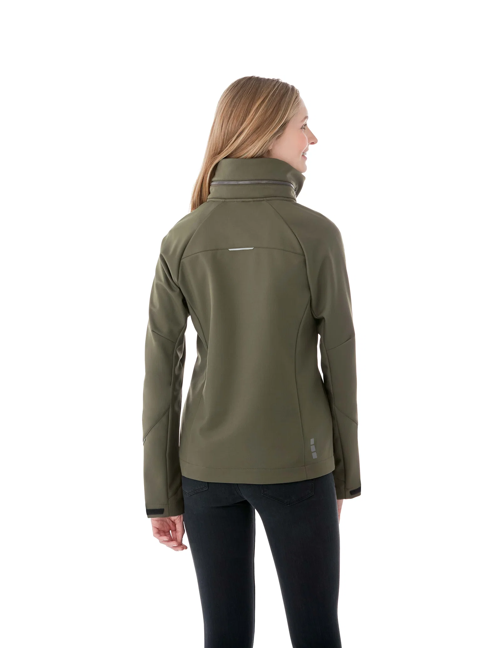 Custom Women's Waterproof Softshell Jacket with Roll-Away Hood - Peyto — view 29