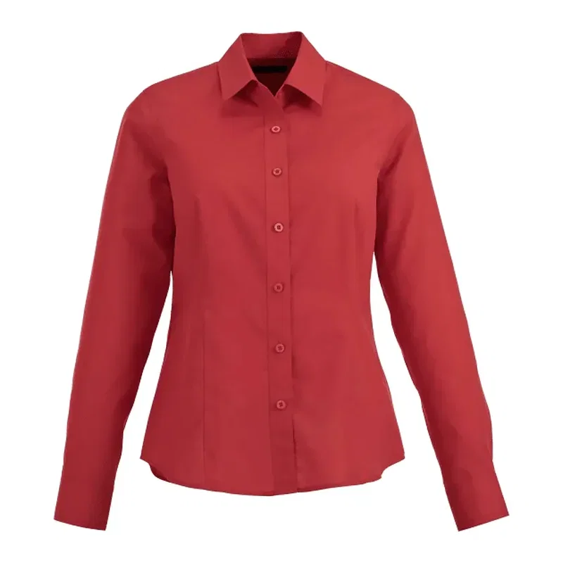 Customized Women's Preston Long Sleeve Button Up Shirt - 65% Polyester 35% Cotton — view 12