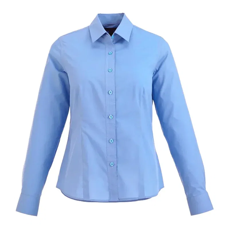 Customized Women's Preston Long Sleeve Button Up Shirt - 65% Polyester 35% Cotton — view 13