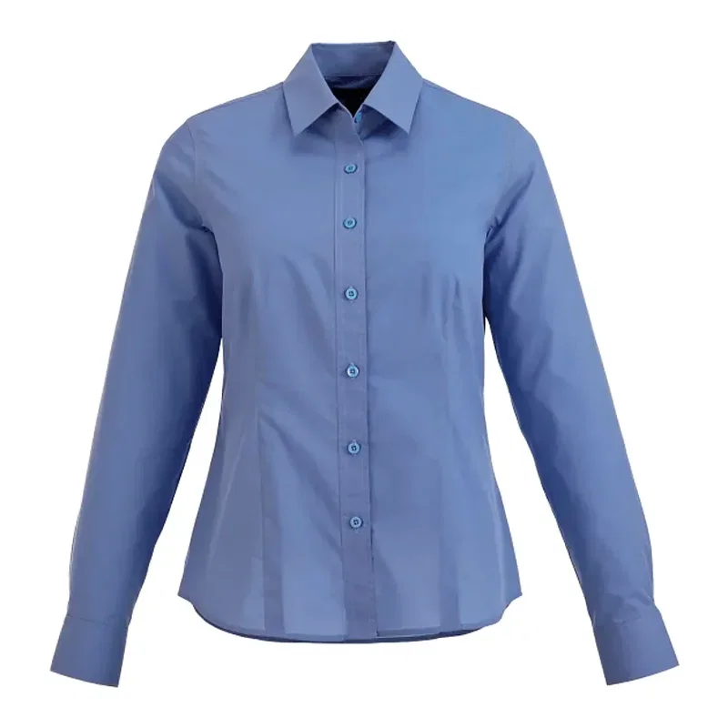Customized Women's Preston Long Sleeve Button Up Shirt - 65% Polyester 35% Cotton — view 16
