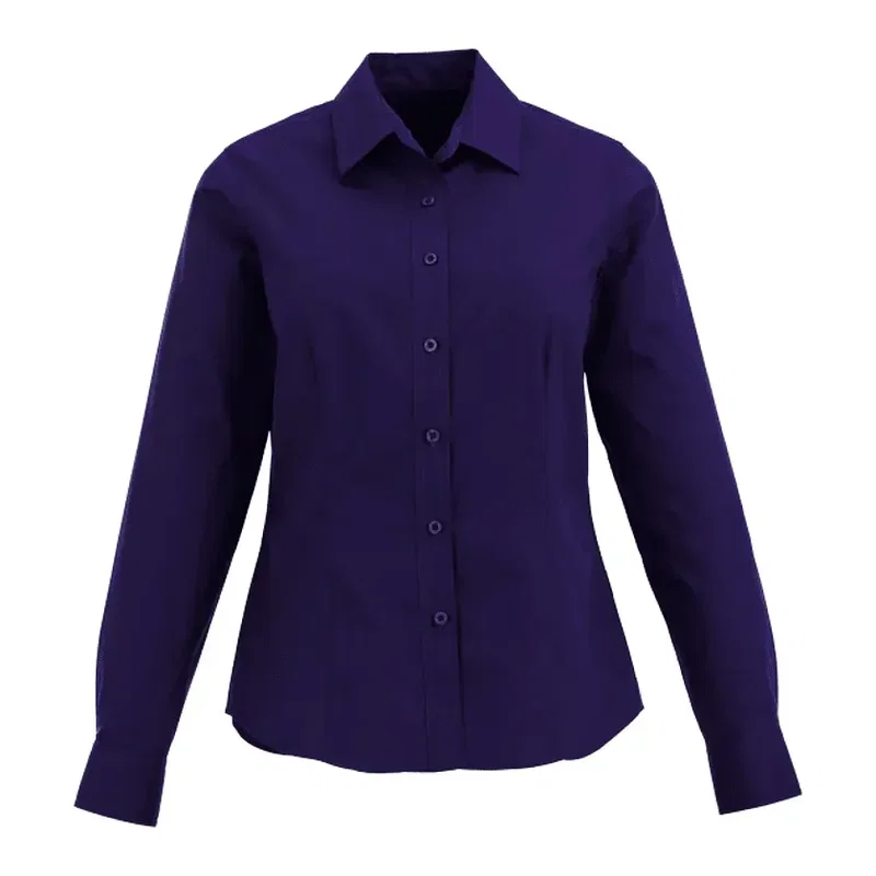 Customized Women's Preston Long Sleeve Button Up Shirt - 65% Polyester 35% Cotton — view 21
