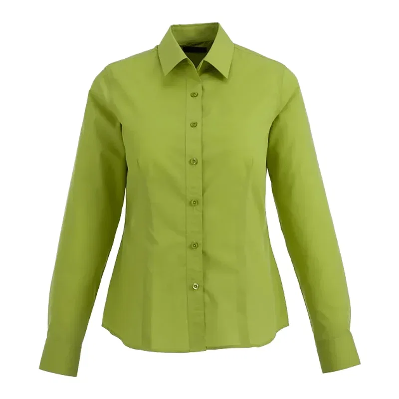 Customized Women's Preston Long Sleeve Button Up Shirt - 65% Polyester 35% Cotton — view 26
