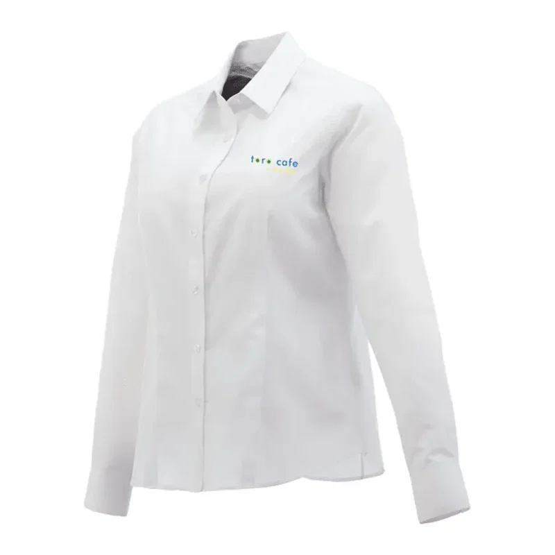 Customized Women's Preston Long Sleeve Button Up Shirt - 65% Polyester 35% Cotton — view 3