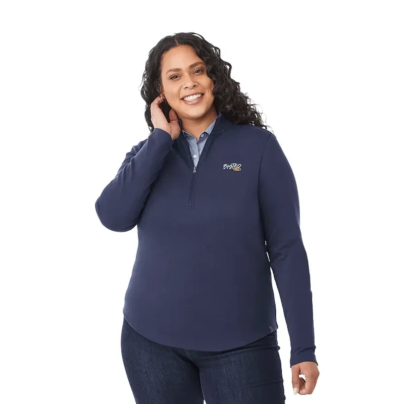 Custom Eco Knit Women's Half Zip Sweater — view 5