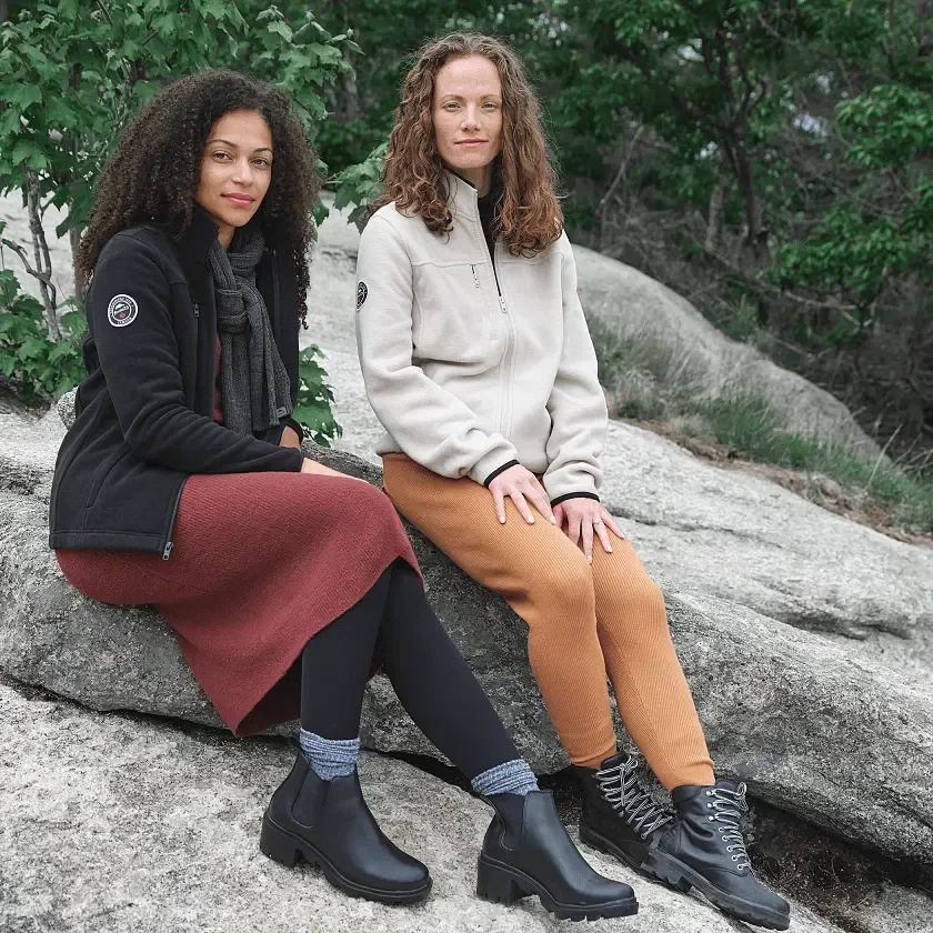 Custom Roots73 Westville Women's Eco Microfleece Full Zip Pullover being worn