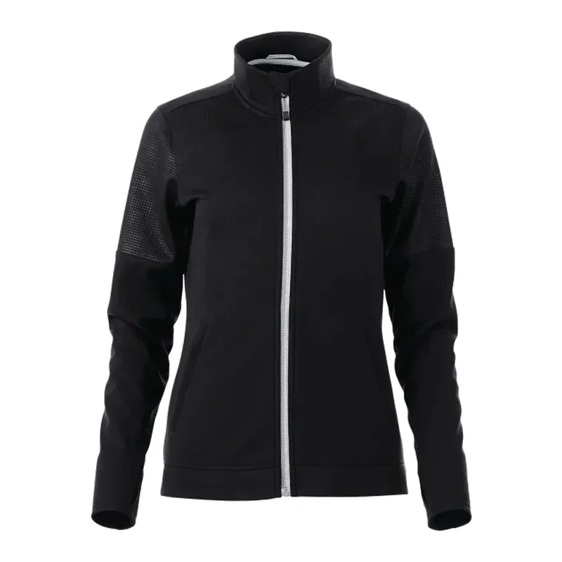 Branded Women's Full Zip Performance Jacket with Thumb Holes - Senger Knit — view 17