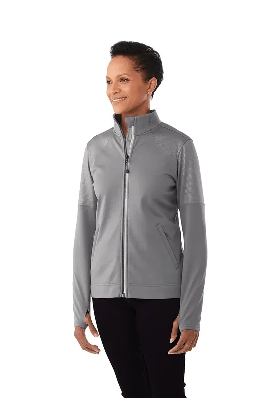 Branded Women's Full Zip Performance Jacket with Thumb Holes - Senger Knit — view 8
