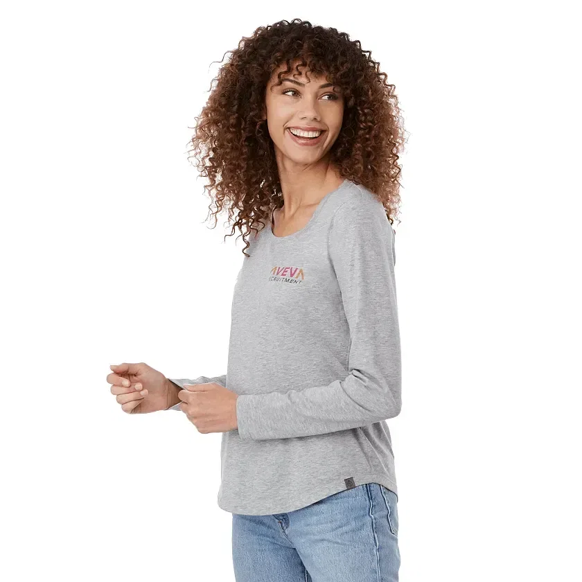 Custom Women's Eco Long Sleeve Tee - SOMOTO being worn
