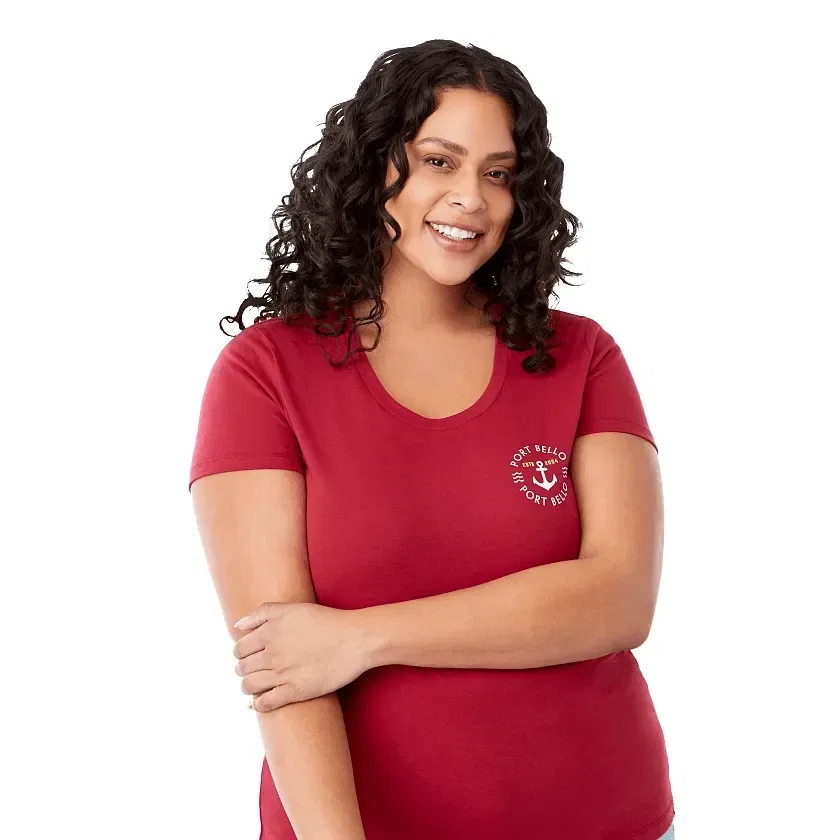 Personalized Women's Eco Short Sleeve Tee - SOMOTO being worn