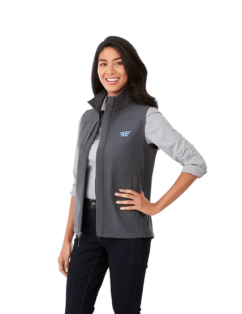 Women's Stinson Softshell Vest being worn