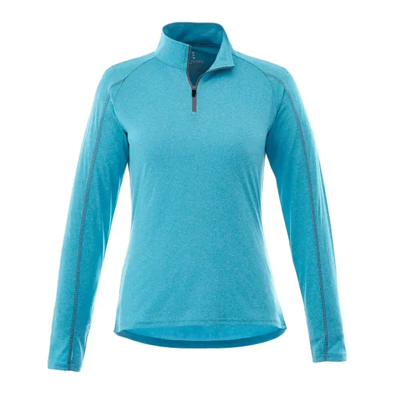 Customized TAZA Performance Knit Quarter Zip for Women with Thumb Holes — view 13