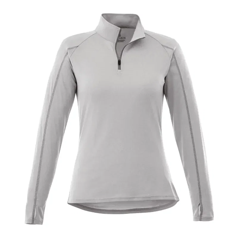 Customized TAZA Performance Knit Quarter Zip for Women with Thumb Holes — view 19