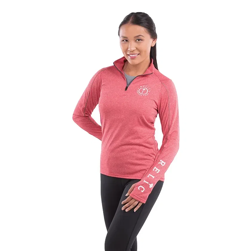 Customized TAZA Performance Knit Quarter Zip for Women with Thumb Holes — view 4