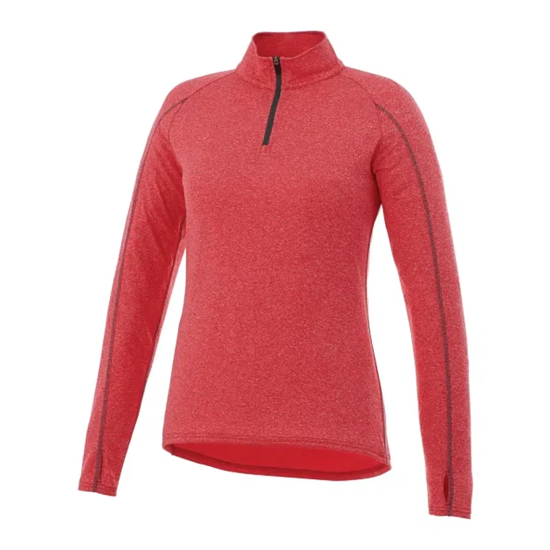 Customized TAZA Performance Knit Quarter Zip for Women with Thumb Holes — view 6
