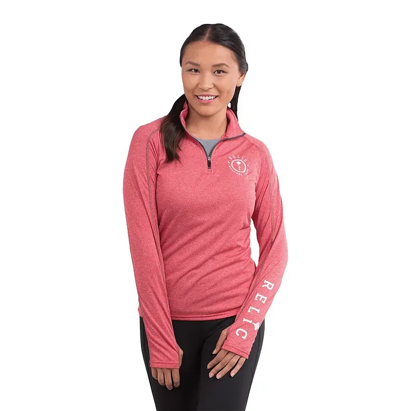 Customized TAZA Performance Knit Quarter Zip for Women with Thumb Holes — view 8
