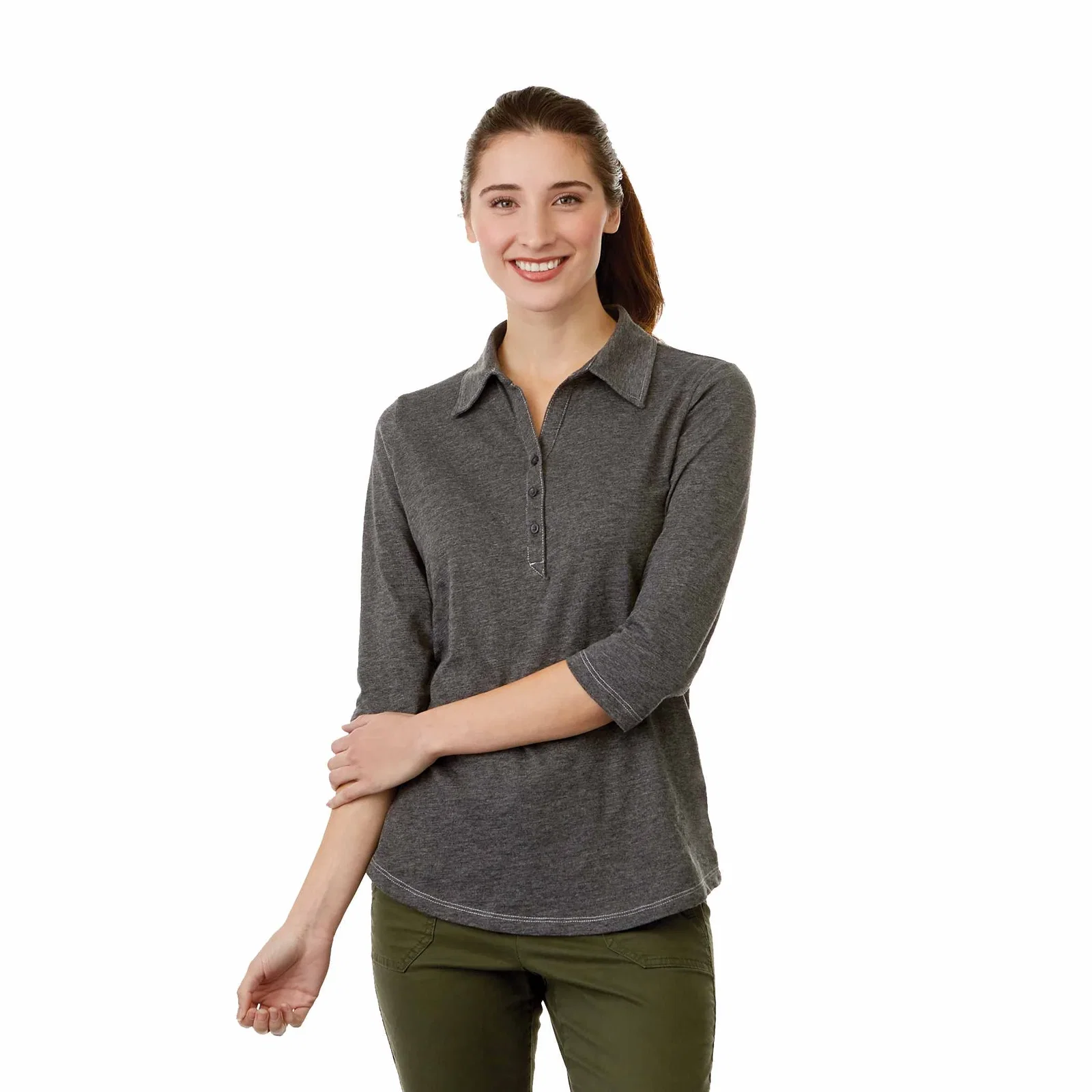 Custom Branded Women's Tipton 3/4 Sleeve Polo Shirt — view 3