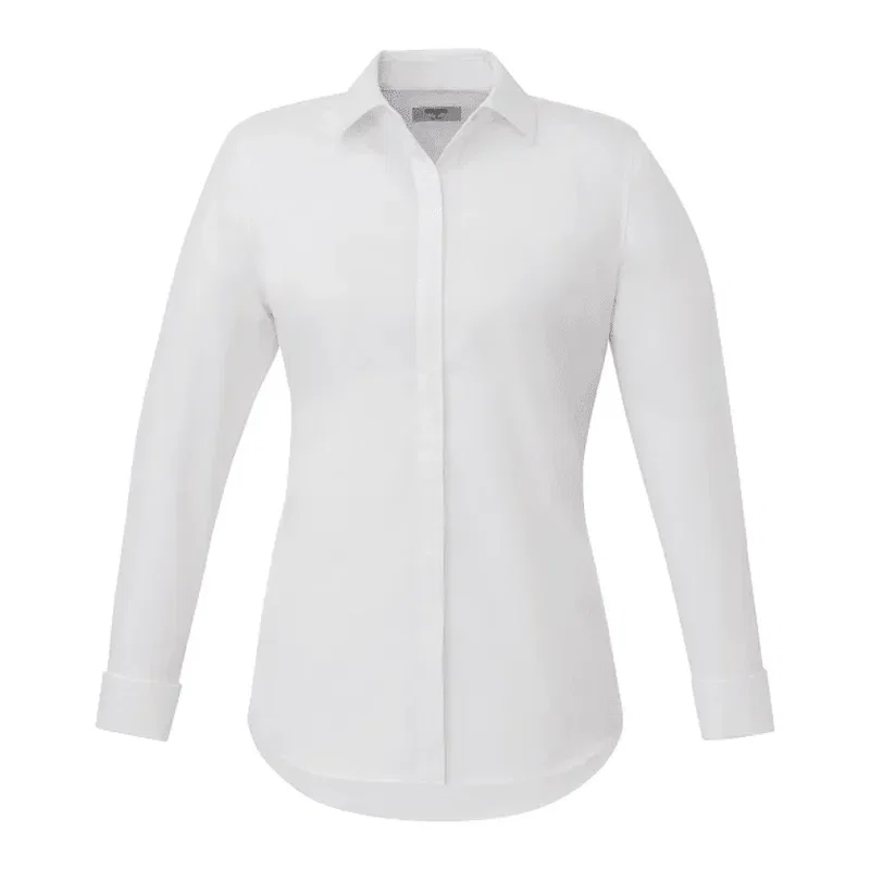 Custom UNTUCKit Tracey Long Sleeve Button Up Shirt for Women — view 17