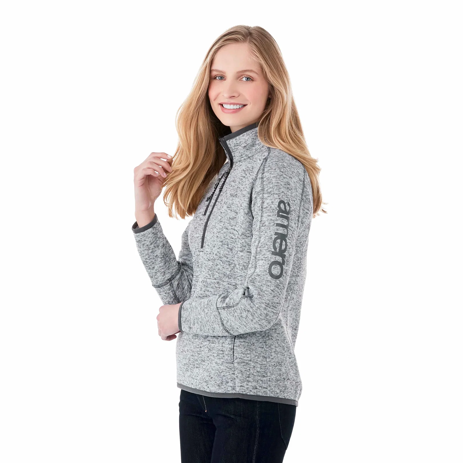 Custom Women's Vorlage Knit Half Zip Pullover Jacket — view 29