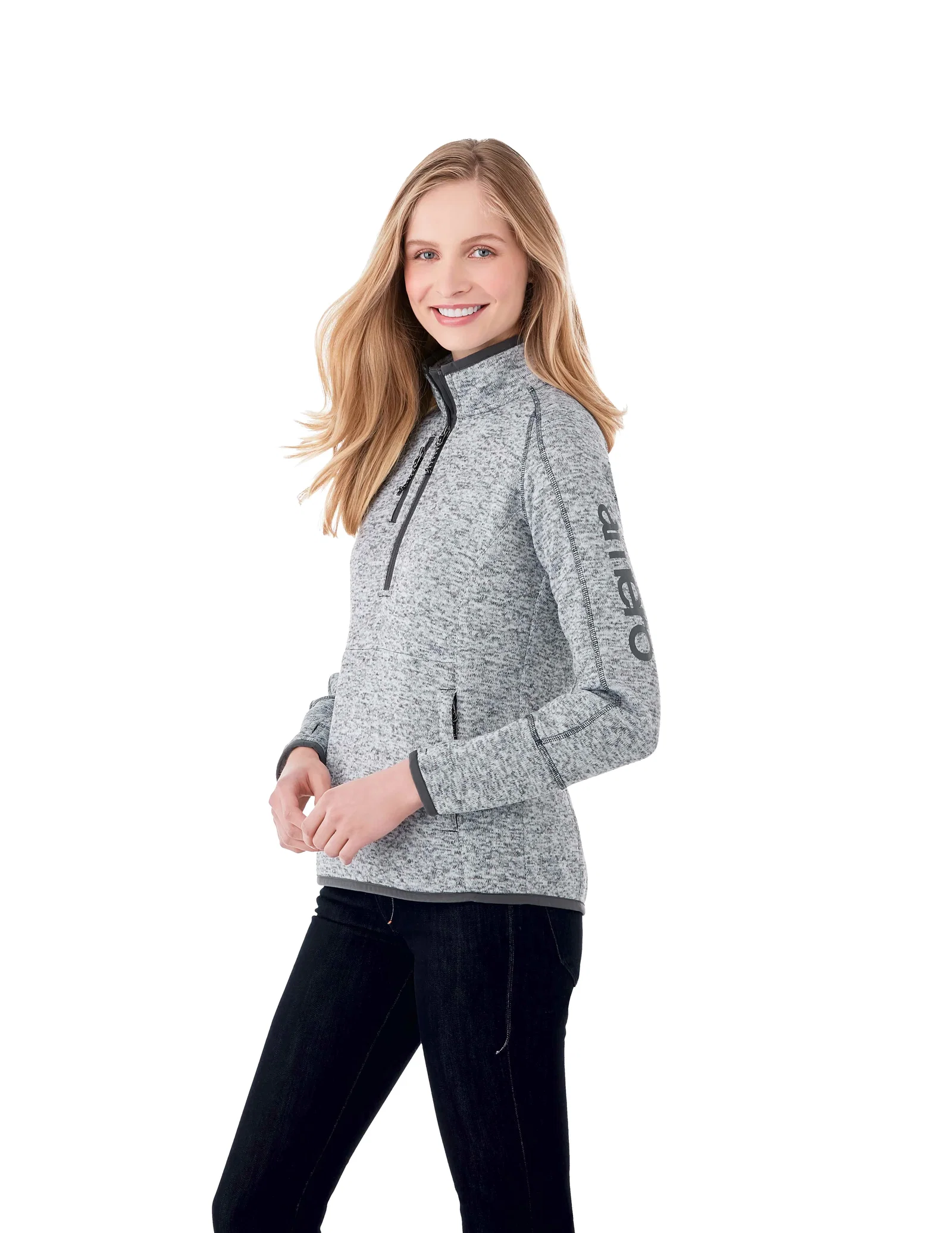 Custom Women's Vorlage Knit Half Zip Pullover Jacket — view 30